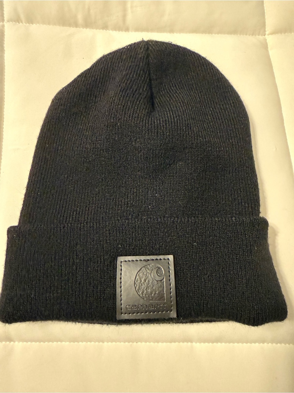 Carhartt Black Knit Cuffed Beanie with Logo Patch
